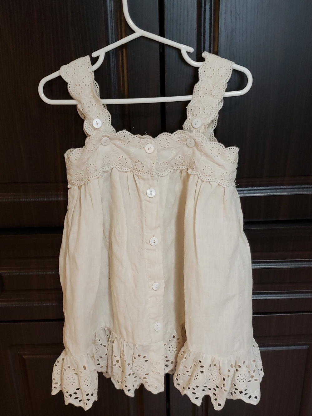 NWOT Little Cotton Clothes Greta Pinafore In "Linen Oat", Size 2-3Y - Picture 8 of 15